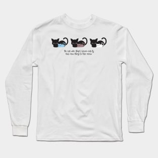 Cute Sleeping Cat Pattern and Quotes II Long Sleeve T-Shirt